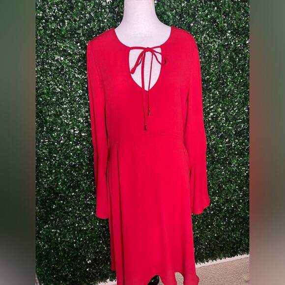 NWOT Sam Edelman Women’s Red V-Neck Bell Sleeve Mini Dress - Sz 14 - Picture 5 of 8